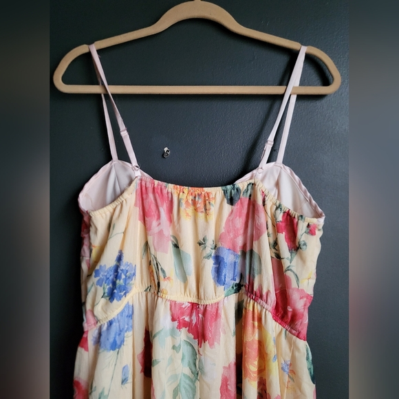 Maxi Floral Overlay Front Split Tank Bustier Dress Size 13 - Picture 6 of 12